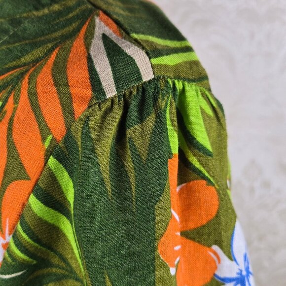 Emily Daniels Size Large Colorful Floral Greenery Print Blouse V-neck Button Up - Picture 6 of 12